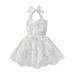 luethbiezx Infant Baby Girls Romper Dress Lace Tie-Up Halter Neck Sleeveless Backless Bodysuits Summer Casual Jumpsuits