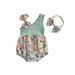 Coduop Baby Girl 2 Piece Outfits Floral One Shoulder Sleeveless Romper+Headband Summer Clothes