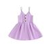 Wassery Toddler Girl Dresses Straps Sleeveless Dress Solid Color Casual Summer Dress Clothes 2T 3T 4T 5T 6T Kids Girls A-line Sundress