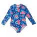 Girls Long Sleeve One Piece Swimsuit Zipper UPF 50+ Rashguard Swimwear 2-12 Years