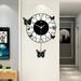 Modern Wall Clock Butterfly Wall Clock Round Wall-Mounted Wall Clock for Home Office Decoration