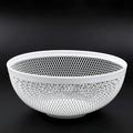 Metal Mesh Fruit Basket 10.5 Diameter Large Candy Bowl Large White Round Decorative Bowl for Kitchen Countertop Home (White) F111226