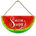 Eveokoki Welcome Summer Door Sign 11x5.6 Inch Farmhouse Watermelon Summer Decor Sign Welcome Summer Hanging Sign for Home Wall Front Door Kitchen Office Decorations