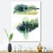 DESIGN ART Designart Golden Green Abstract Clouds With Blue Points IV Modern Canvas Wall Art Print 12 in. wide x 20 in. high