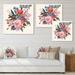 DESIGN ART Designart Floral Bouquet With Roses Hyacinths And Birds Traditional Canvas Wall Art Print 30 in. wide x 30 in. high