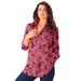 Plus Size Women's Long-Sleeve Kate Big Shirt by Roaman's in Burgundy Lavish Paisley (Size 22 W) Button Down Shirt Blouse