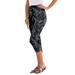 Plus Size Women's Essential Stretch Capri Legging by Roaman's in Black Open Texture (Size 38/40) Activewear Workout Yoga Pants