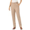 Plus Size Women's Corduroy Straight Leg Stretch Pant by Woman Within in New Khaki Garden Embroidery (Size 12 W)