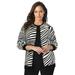 Plus Size Women's Fine Gauge Cardigan by Jessica London in Black Ivory Zebra (Size 22/24) Sweater