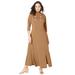 Plus Size Women's Mockneck Slit Maxi Dress by Jessica London in Brown Maple (Size 30 W)
