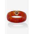 Women's .30 Tcw 10K Gold Garnet And Genuine Red Jade Yellow Gold Band Ring by PalmBeach Jewelry in Red (Size 7)