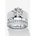 Women's 4.80 Cttw. 2-Piece Round Cubic Zirconia Sterling Silver Wedding Ring Set by PalmBeach Jewelry in Silver (Size 9)