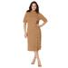Plus Size Women's Button Front Sweater Dress by Jessica London in Brown Maple (Size 18/20)