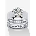 Women's 4.80 Cttw. 2-Piece Round Cubic Zirconia Sterling Silver Wedding Ring Set by PalmBeach Jewelry in Silver (Size 7)