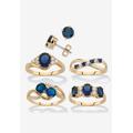 Women's 9.42 Cttw Gold-Plated Simulated Blue Sapphire And Cz Earrings And Ring Set by PalmBeach Jewelry in Blue (Size 6)