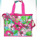 Lilly Pulitzer Bags | Lilly Pulitzer Pink Floral Insulated Beach Cooler | Color: Green/Pink | Size: Os