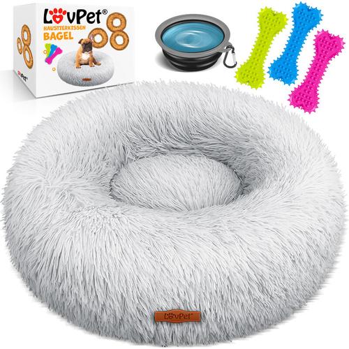 Hundebett Hundekissen Katzenbett Bagel Waschbar Inkl. Napf + 3x Kauknochen Hundesofa flauschig