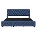 House of Hampton® Toshiro Storage Bed w/ Drawers, Button Tufted Headboard & Footboard Upholstered/ in Blue | 42.1 H x 79.5 W x 84.6 D in | Wayfair