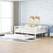 Twin/Full Daybed with Trundle, Solid Wood Daybed Frame Sofa Bed Platform Bed with Fence Guardrails