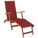 vidaXL Deckchair Patio Lounge Chair Folding Sunbed Cushion Solid Acacia Wood - 65.7" x 22" x 29.5"