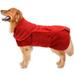 Brabtod Dog Drying Coat -Dry Fast Dog Bag - Dog Bathrobe Towel - Microfiber Fast Drying Super Absorbent Pet Dog Cat Bath Robe Towel Luxuriously Soft-Red-S