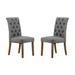 Joel 23 Inch Dining Side Chair, Fabric Button Tufted, Set of 2, Dark Gray