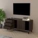 TV Stand Modern TV Console Table with Sliding Doors and 3 Drawers in Dark Brown