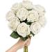 10 Pack Roses Artificial Flowers Silk Fake Rose Flowers with Stem for Floral Arrangement Party Valentine s Day Home Decor-White