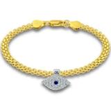 Giani Bernini Jewelry | Giani Bernini Cubic Zirconia Evil Eye Charm Bismark Chain Bracelet | Color: Gold/Silver | Size: 7.25/Yellow