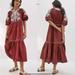 Anthropologie Dresses | Anthropologies Gretel Embroidered Maxi Dress | Color: Red/Tan | Size: S