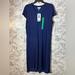 Jessica Simpson Dresses | Jessica Simpson Navy Blue Dress Short Sleeve Shift Maxi Side Slit Sz Xl New. 37 | Color: Blue | Size: Xl