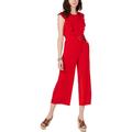 Michael Kors Pants & Jumpsuits | Michael Michael Kors Jumpsuit Belted Ruffles Red Cropped Women Sz Xl New Nwt 258 | Color: Red | Size: Xl