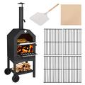 Outdoor Wood Fired Pizza Oven with Pizza Stone, Pizza Peel, Grill Rack, for Backyard and Camping
