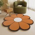 Morbuy Petal Area Rugs Flower Shaped Shaggy Rug Carpets Round Large Soft Short Pile Rugs Absorb Water Anti Slip Bath Floor Mat for Bedroom Kids Room Living Room Nordic Decor (140cm,Orange)