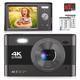 4K Compact Digital Camera with SD Card, 48MP Photo/ 4K Video 30FPS/ 2.8”HD Screen/ 18X Zoom, Camera Beginners for Kids/Children/Teenagers/Students/Teens