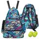 ACOSEN Tennis Bag Tennis Backpack - Large Tennis Bags for Women and Men to Hold Tennis Racket,Pickleball Paddles, Badminton Racquet, Squash Racquet,Balls and Other Accessories (Green Leaves)