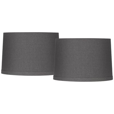 Gray Linen Set of 2 Drum Lamp Shades 15x16x11 (Spi...