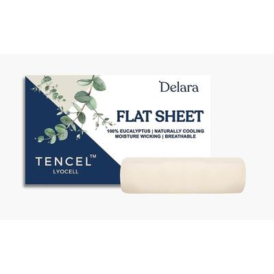 Delara 100% Eucalyptus Lyocell Tencel Flat Sheet, Naturally Cooling, Super Soft, Moisture-Wicking, Smooth & Breathable