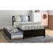 Twin Platform Bed with Trundle & Headboard, Solid Pinewood Bedframe with Wood Slats Support for Dorm Bedroom Guest Room,Espresso