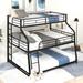 Triple Bunk Bed with Ladder & Full-Length Guardrails, Twin XL/Full XL/Queen Metal Structure Bedframe for Kids Teens Adults,Black