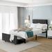 Metal Storage Platform Bed with Big Drawer & Linen Upholstered Headboard