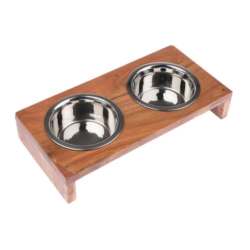 Modern Living Napfbar aus Holz Nellore 2x400ml, Ø13cm Katze/Hund