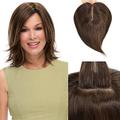 Hair Toppers for Thinning Hair Women Real Hair Topper Brown Hair Pieces for Women with Hair Loss/Grey Hair Silk Base Hair Loss Cover