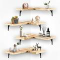 DriSubt 4 Pack Wall Shelf Corner Shelves, Floating Shelves, Wooden Corner Shelves, Storage Shelves for Bedroom, Living Room, Bathroom, Kitchen, Office, Farmhouse (Light Colour)