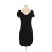 Splendid Casual Dress - Bodycon Scoop Neck Short sleeves: Black Print Dresses - Women's Size Small