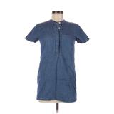 J.Crew Factory Store Casual Dress - Shirtdress: Blue Dresses - Women's Size 2X-Small