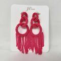 J. Crew Jewelry | New J Crew Beaded Fringe Statement Drop Earrings In Hot Pink Seed Beads | Color: Pink | Size: Os