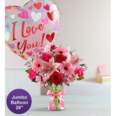 1-800-Flowers Flower Delivery Fields Of Europe Romance W/ Jumbo Love Balloon Large