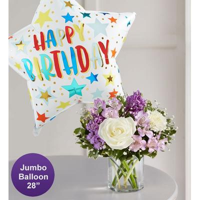 1-800-Flowers Birthday Delivery Lovely Lavender Medley W/ Jumbo Birthday Balloon Small