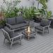 LeisureMod Walbrooke Modern Grey Patio Conversation With Square Fire Pit With Slats Design & Tank Holder - Leisuremod WGRS-27-20-57-31-CH